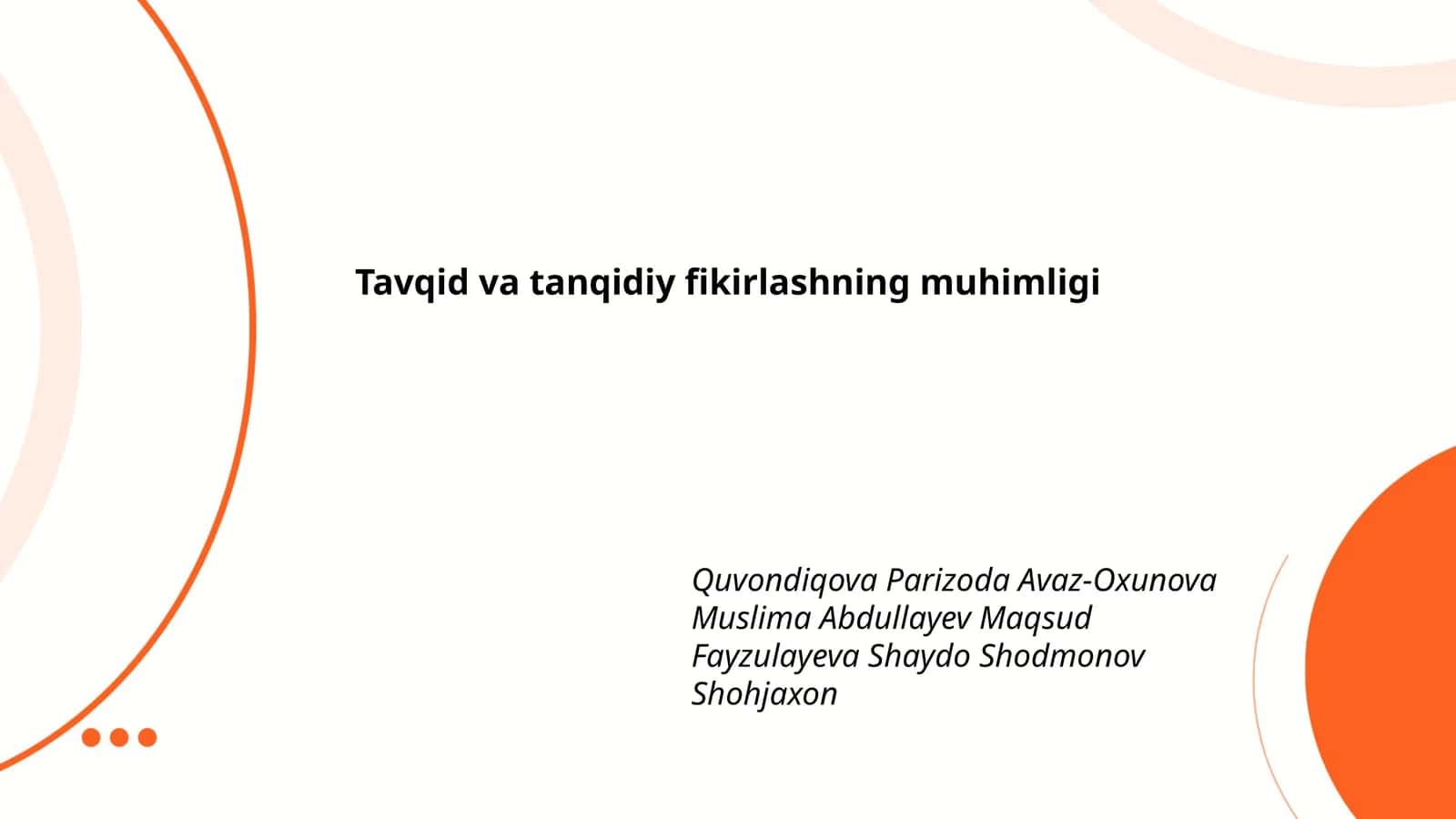 Tavqid va tanqidiy fikirlashning muhimligi