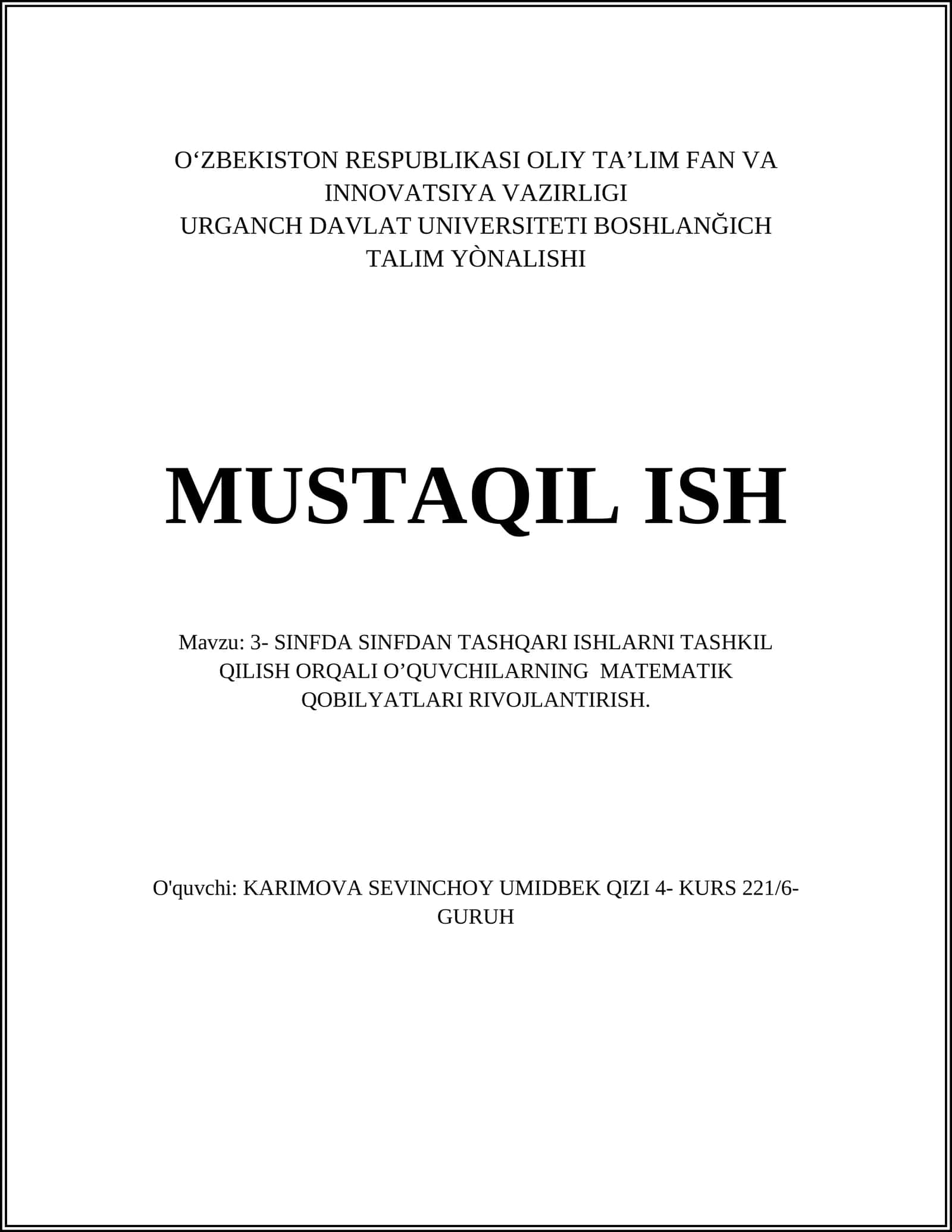 Matematika darslarini integratsiya qilish