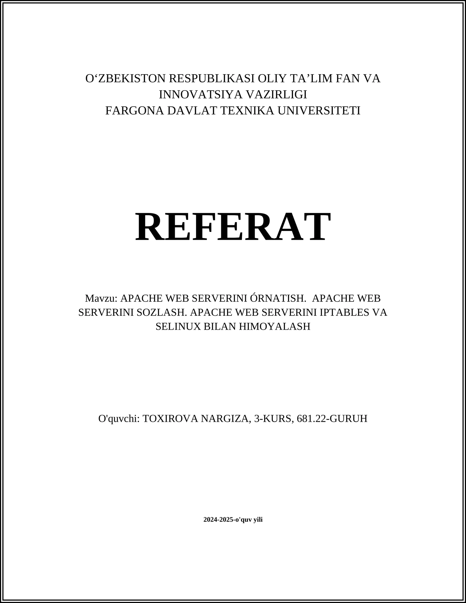 Apache Web Serverini Ornatish