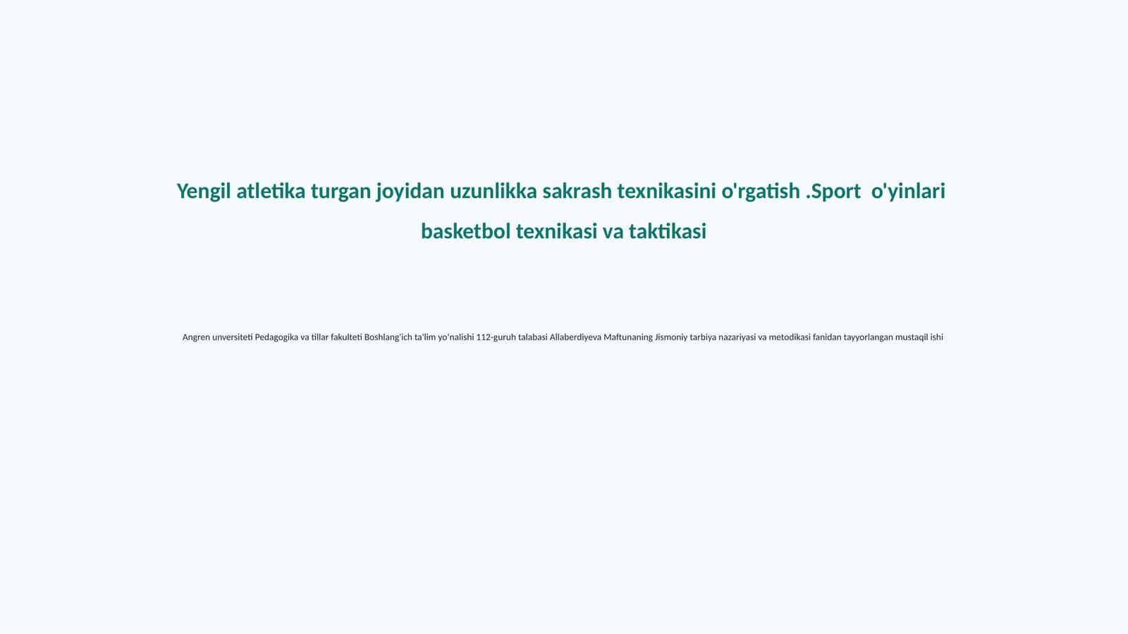 Yengil atletika turgan joyidan uzunlikka sakrash texnikasi