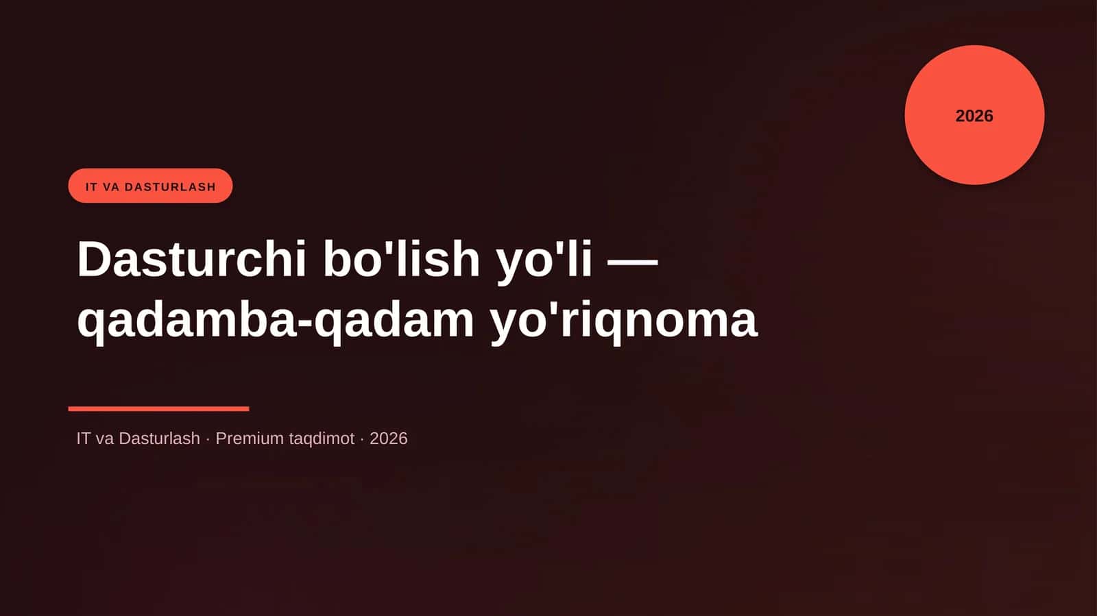 Dasturchi bo'lish yo'li — qadamba-qadam yo'riqnoma