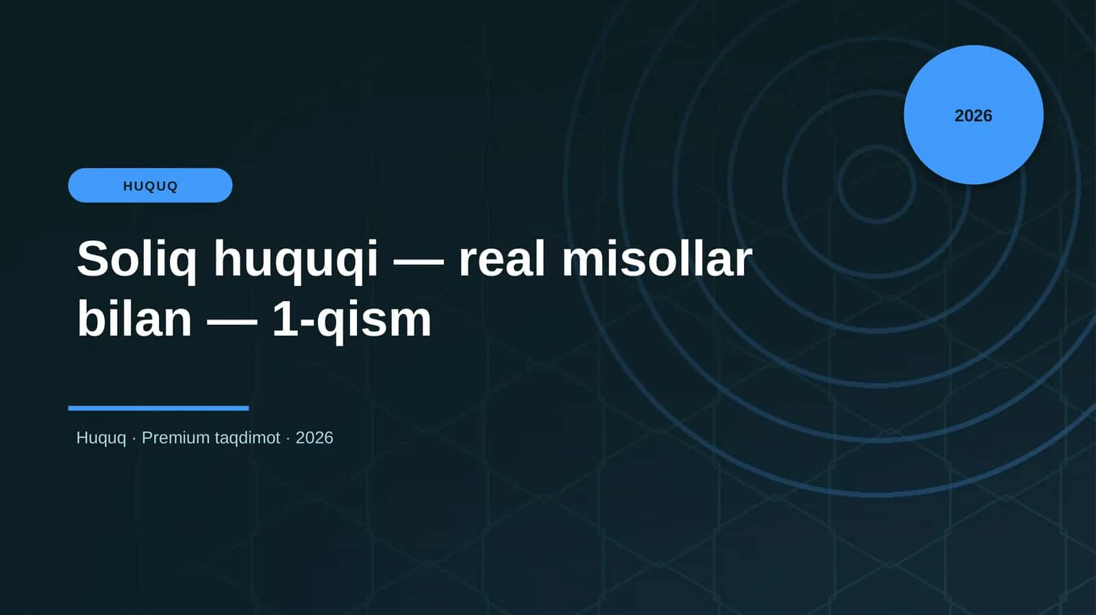 Soliq huquqi — real misollar bilan — 1-qism