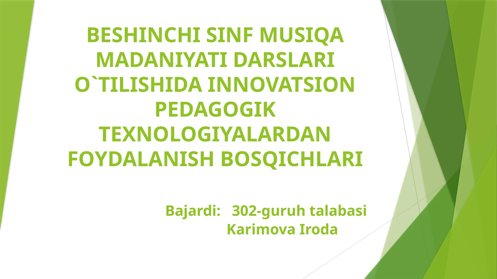 BEShINChI SINF MUSIQA MADANIYATI DARSLARI O`TILIShIDA INNOVATSION PEDAGOGIK TEXNOLOGIYALARDAN FOYDALANISh