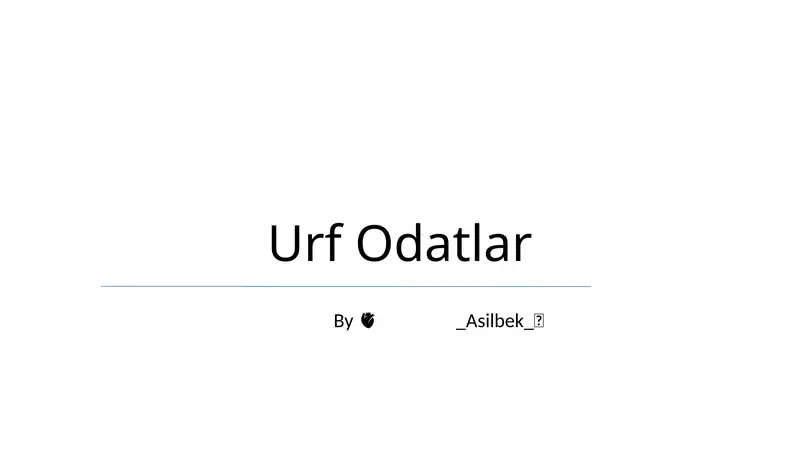 Urf Odatlar
