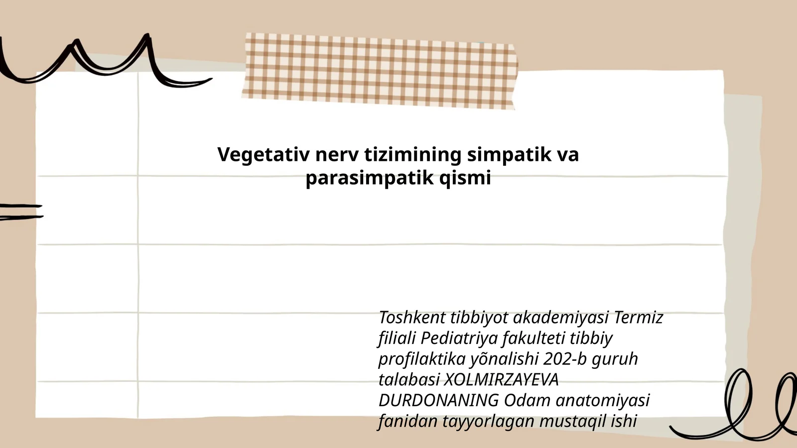 Vegetativ nerv tizimining simpatik va parasimpatik qismi