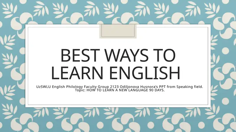 HOW TO LEARN A NEW LANGUAGE 90 DAYS