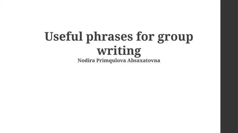 Useful phrases for group writing