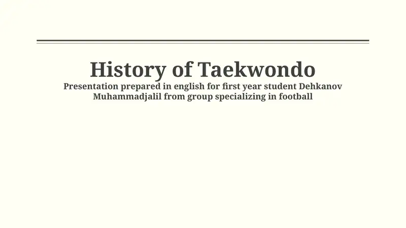 History of Taekwondo