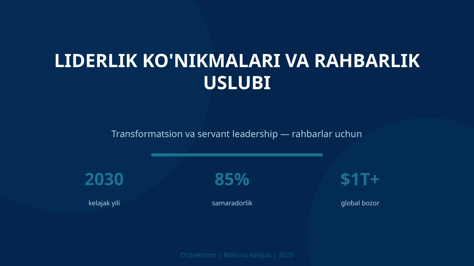 LIDERLIK KO'NIKMALARI VA RAHBARLIK USLUBI
