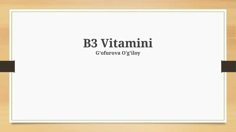 B3 Vitamini