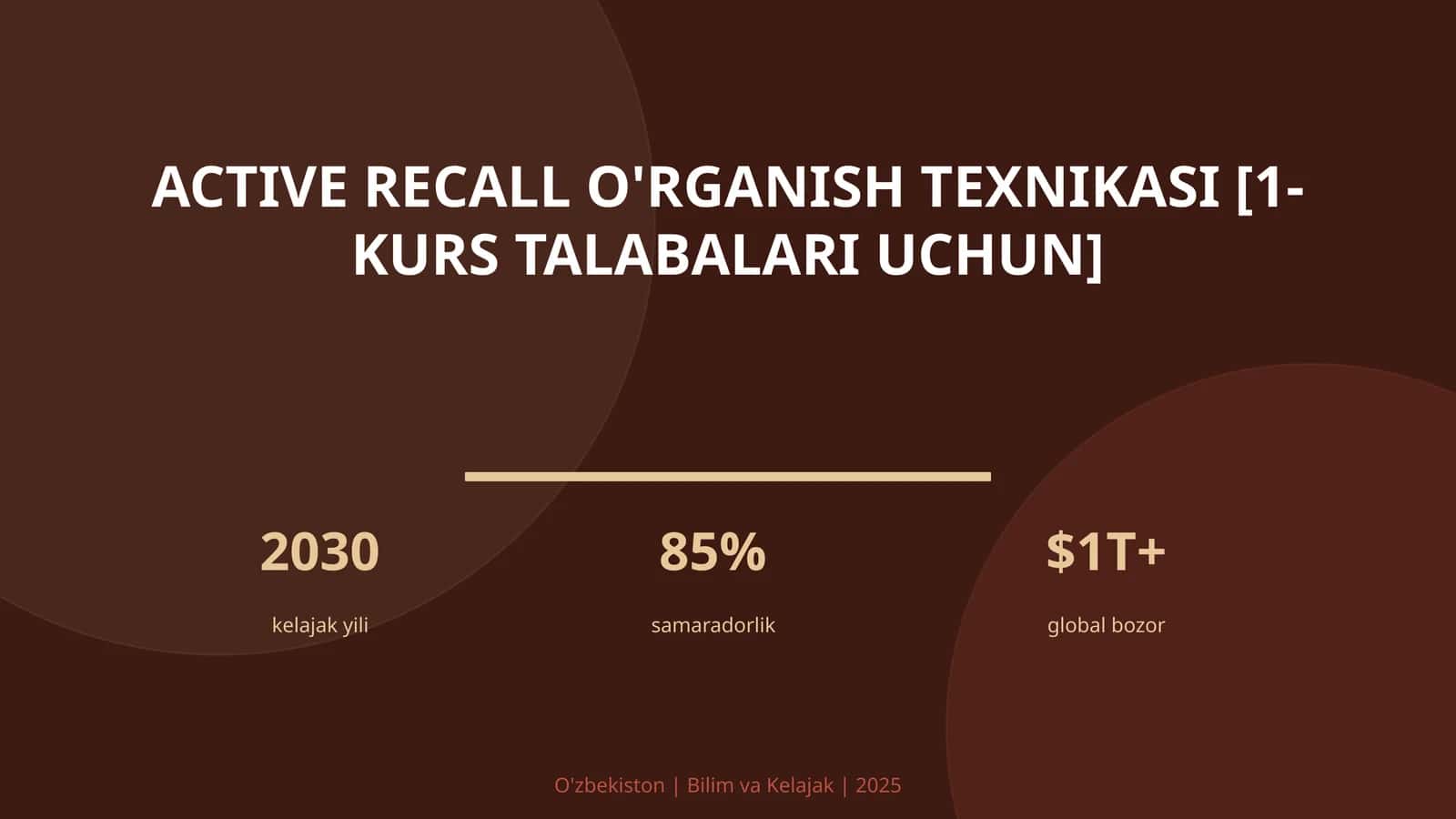 Active recall o'rganish texnikasi [1-kurs talabalari uchun]