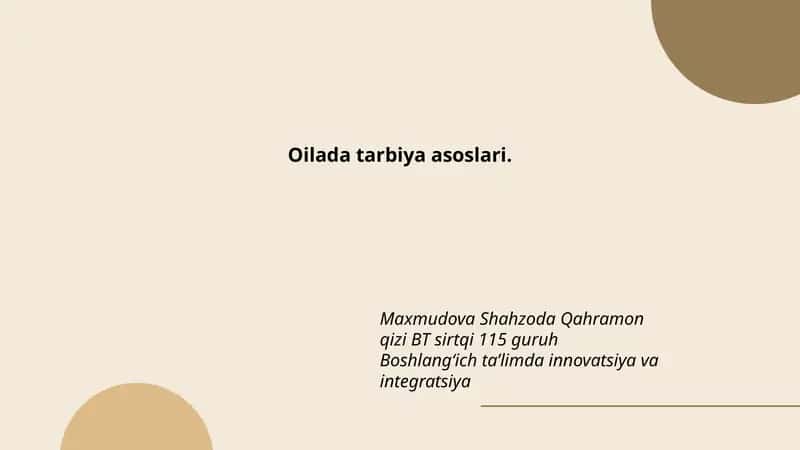 Oilada tarbiya asoslari