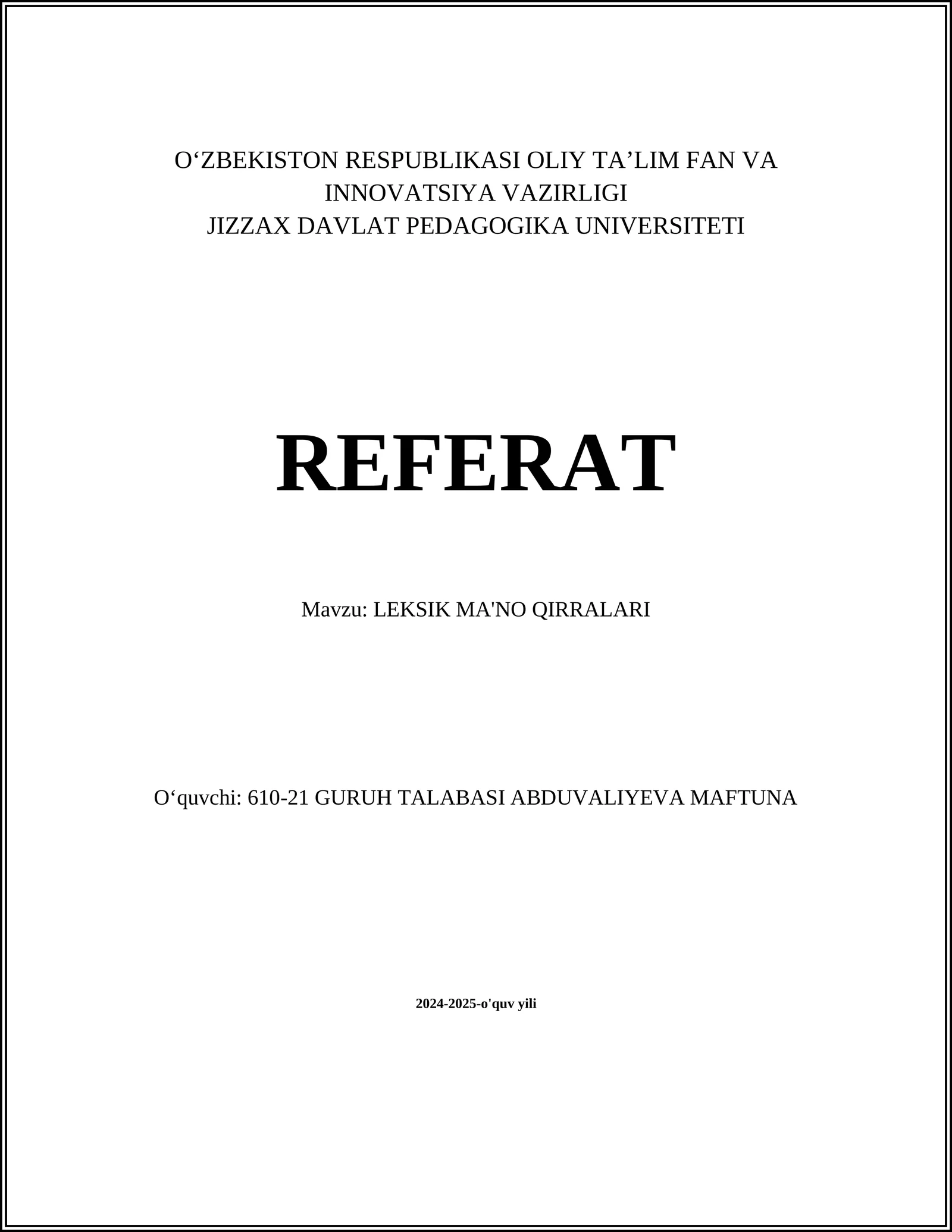 LEKSIK MA'NO QIRRALARI