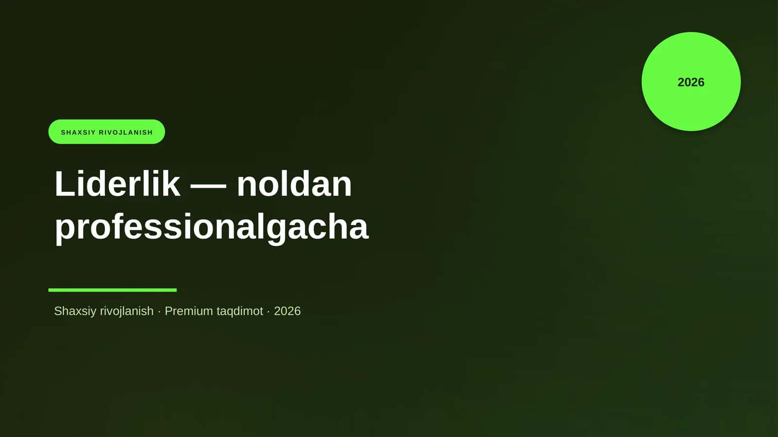 Liderlik — noldan professionalgacha