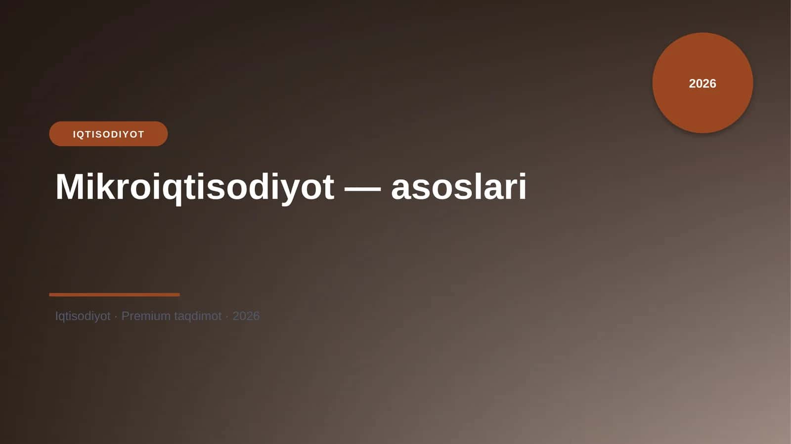 Ushbu taqdimot «Mikroiqtisodiyot — asoslari» mavzusini tizimli, amaliy va tushunarli shaklda yoritadi