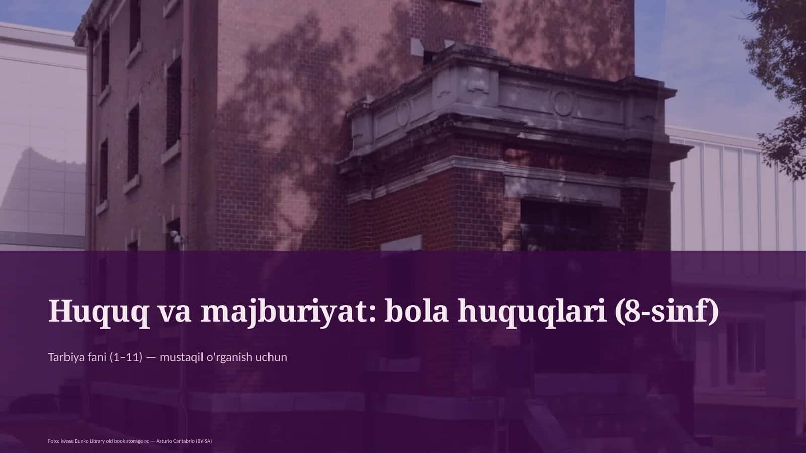 Huquq va majburiyat: bola huquqlari (8-sinf)
