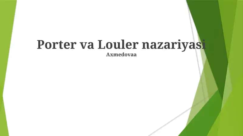 Porter va Louler nazariyasi