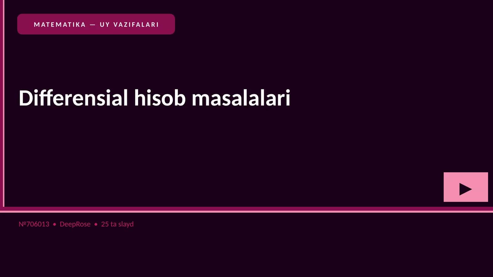 Differensial hisob masalalari
