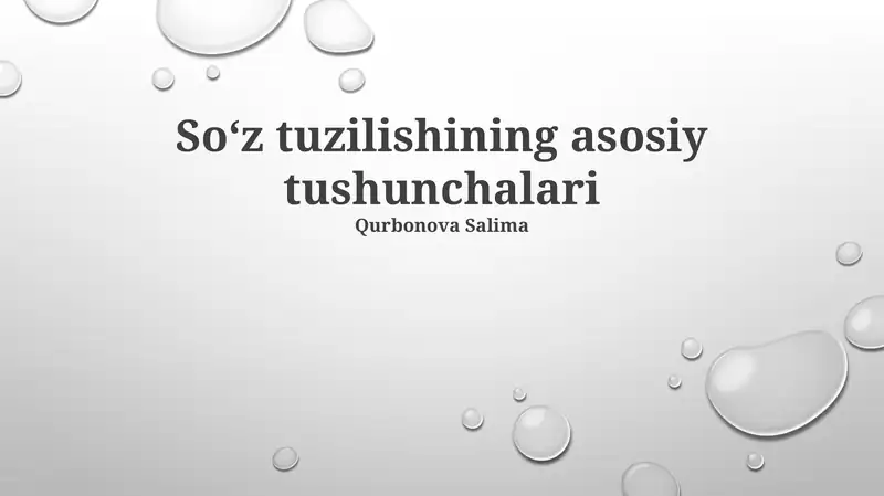 Soʻz tuzilishining asosiy tushunchalari