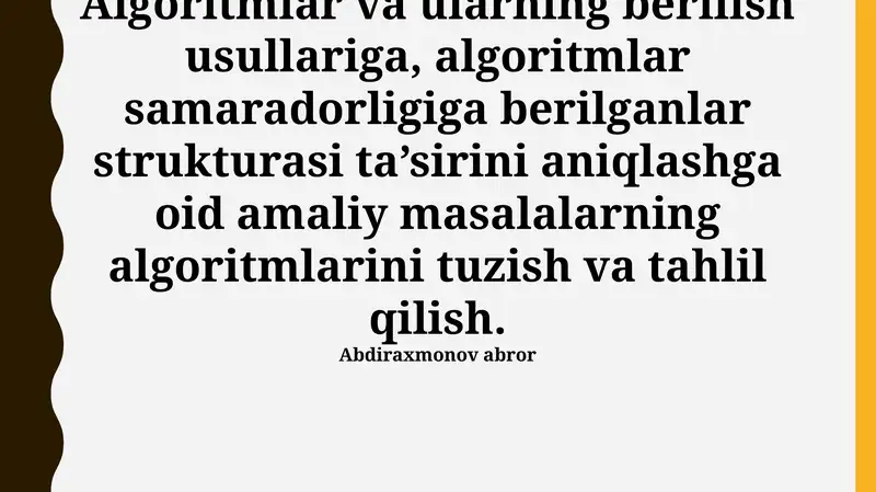 Algoritmlar va ularning berilish usullari
