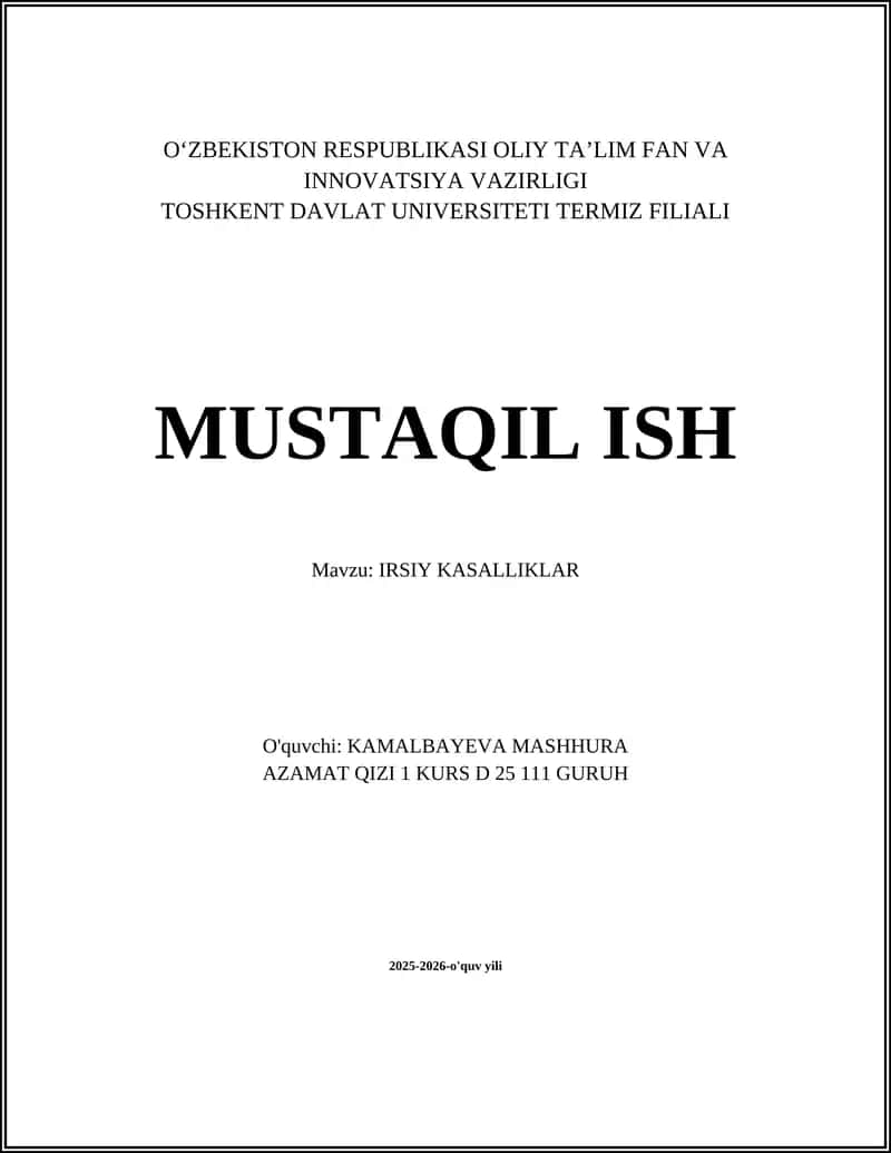 IRSIY KASALLIKLAR