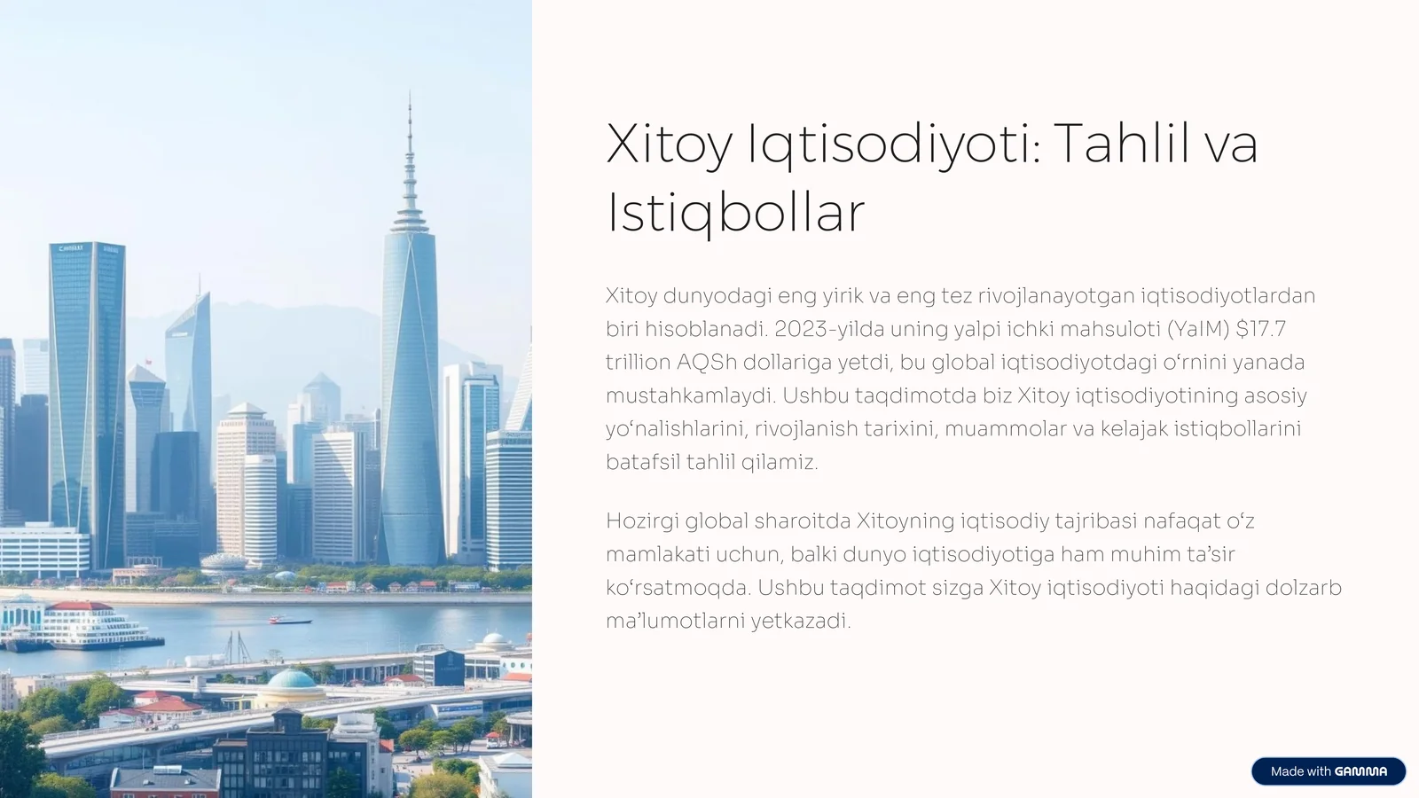 Xitoy Iqtisodiyoti: Tahlil va Istiqbollar