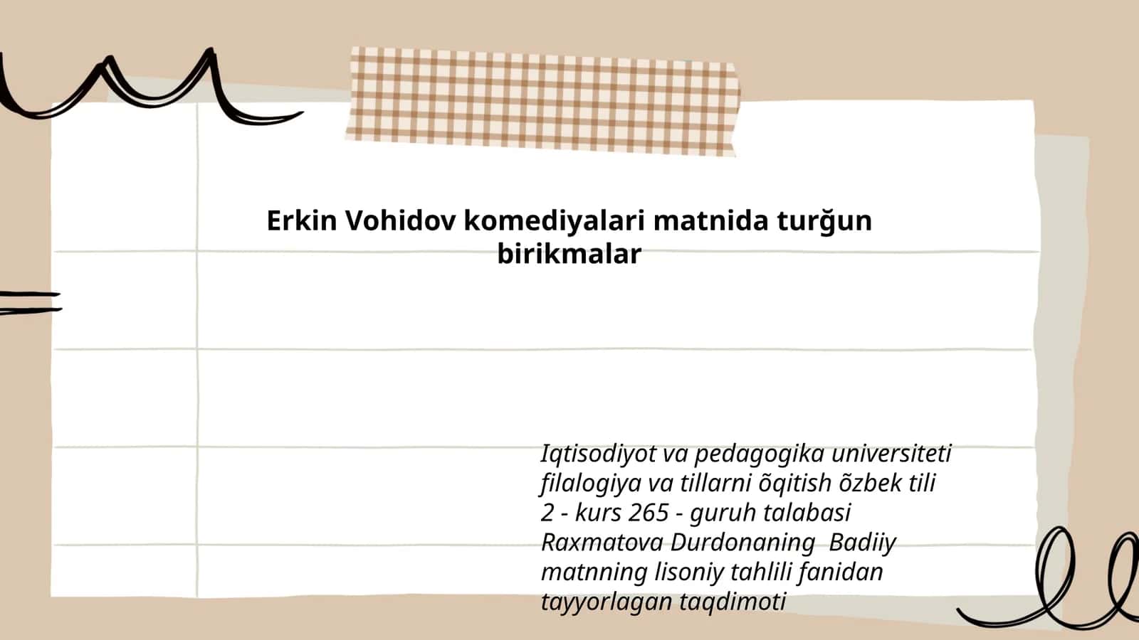 Erkin Vohidov komediyalari matnida turğun birikmalar