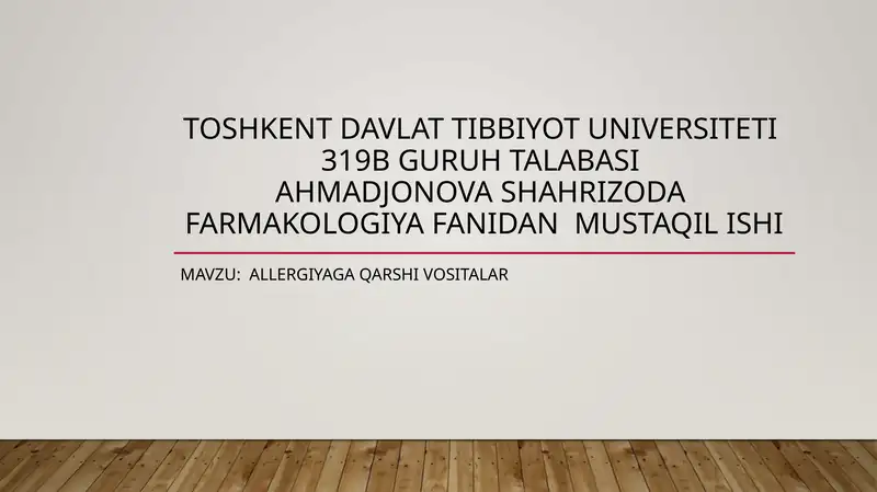 Allergiyaga qarshi vositalar
