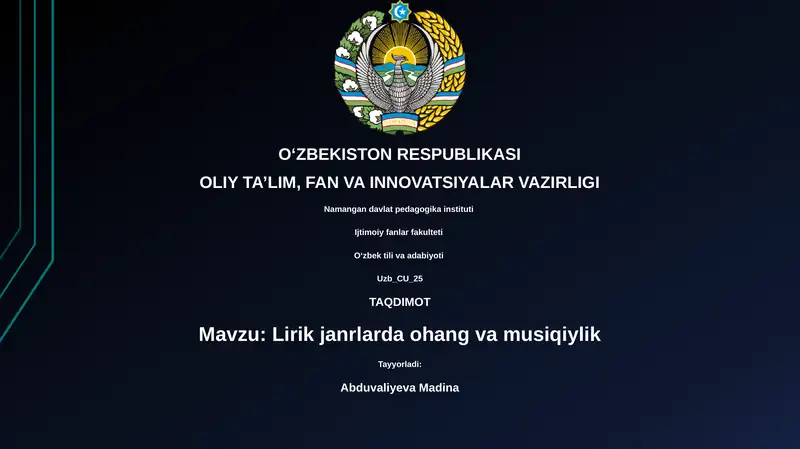Lirik janrlarda ohang va musiqiylik