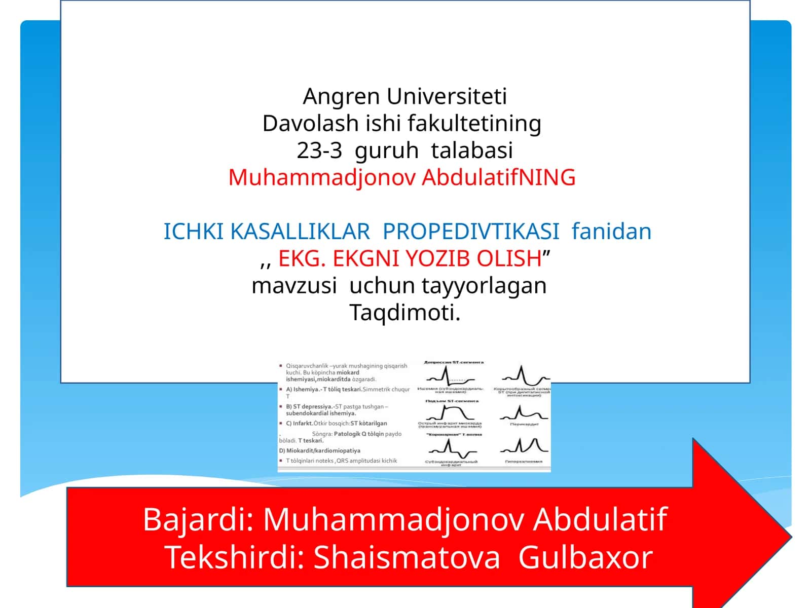 EKG. EKGNI YOZIBOLISH