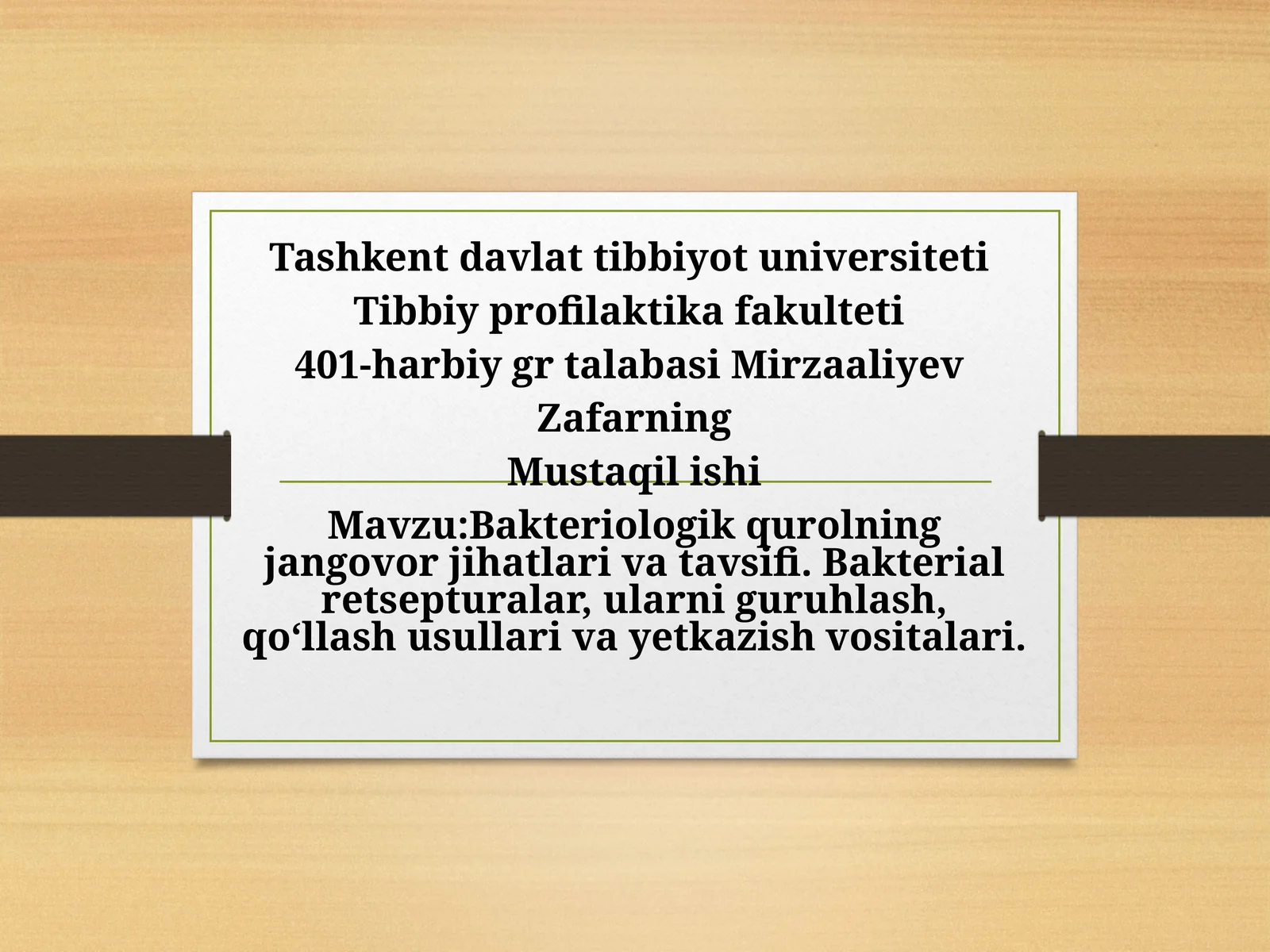 Bakteriologik qurolning jangovor jihatlari va tavsifi