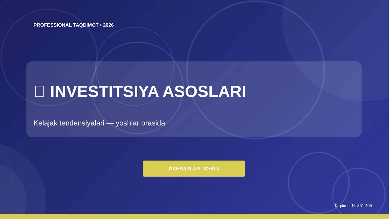 INVESTITSIYA ASOSLARI