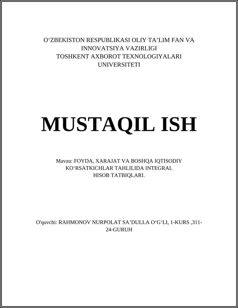 Integral hisob asoslari