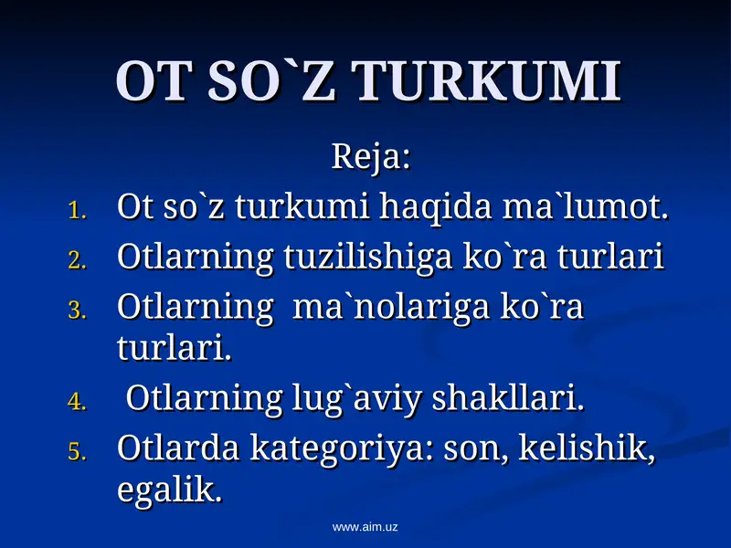 OT SO`Z TURKUMI