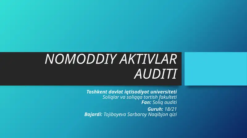 NOMODDIY AKTIVLAR AUDITI