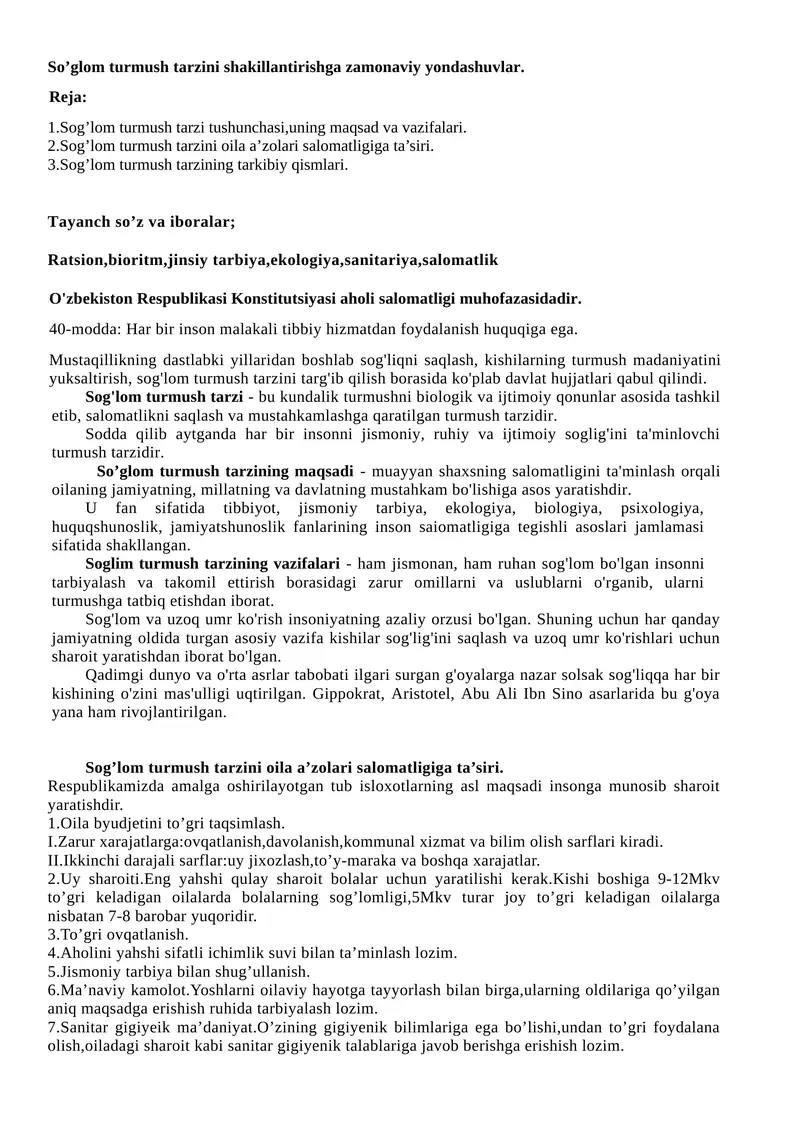 Sog'lom turmush tarzi