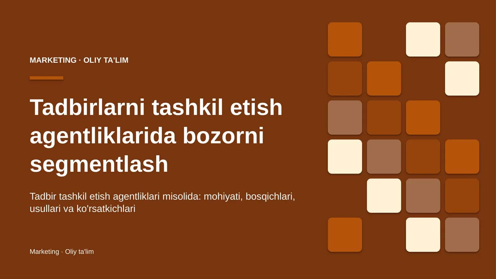 tadbirlarni tashkil etish agentliklarida bozorni segmentlash 4619