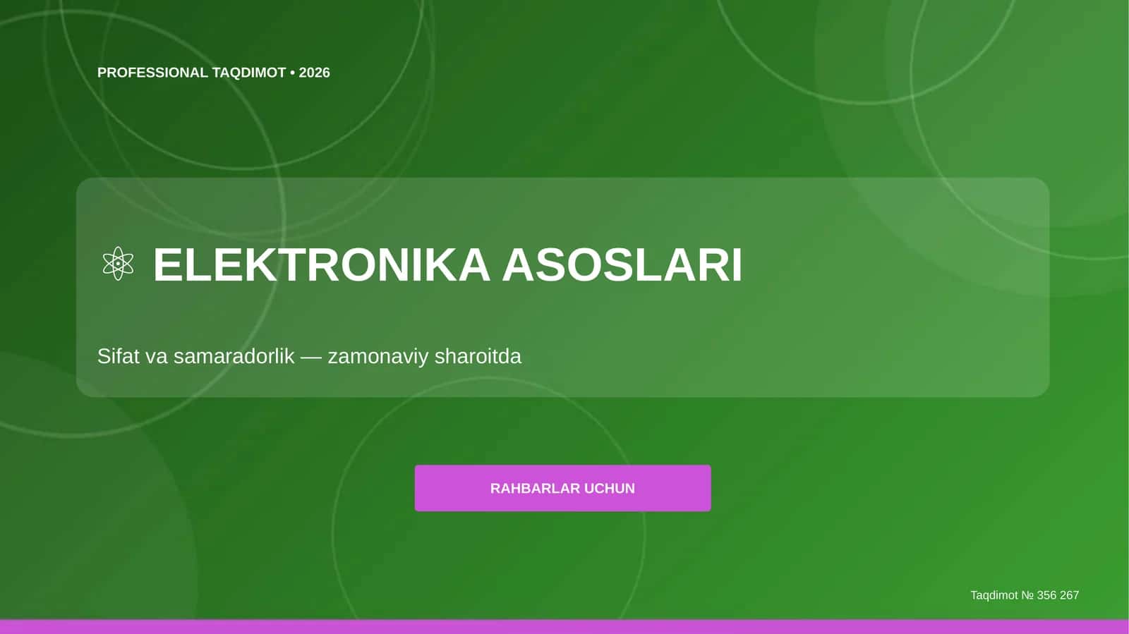 Elektronika asoslari: sifat va samaradorlik