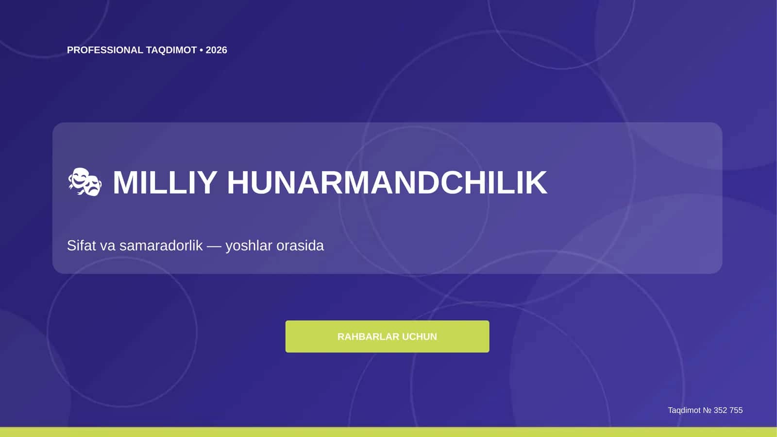 MILLIY HUNARMANDCHILIK: Sifat va samaradorlik
