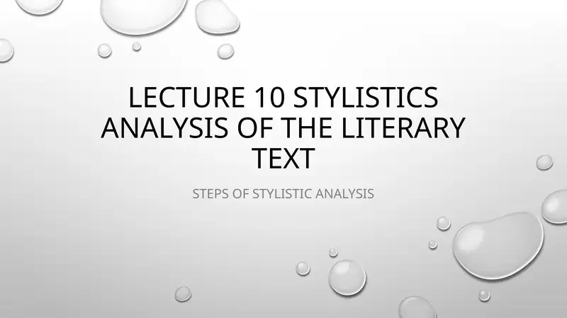 Stylistic analysis of the literary text