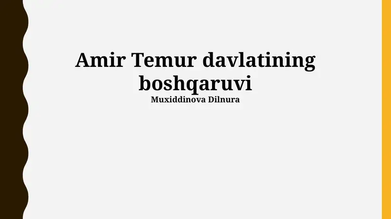 Amir Temur davlatining boshqaruvi