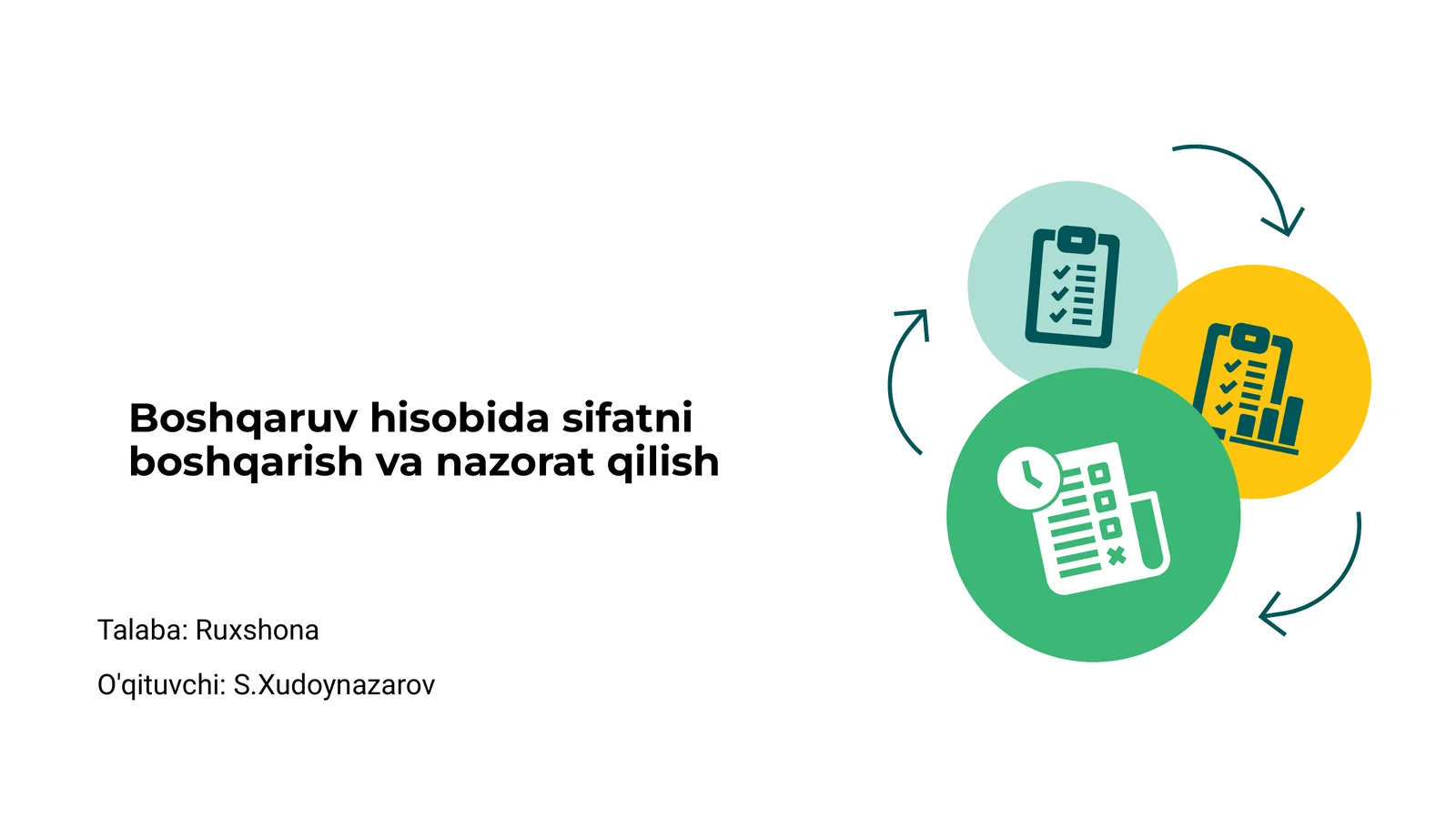 Boshqaruv hisobida sifatni boshqarish va nazorat qilish