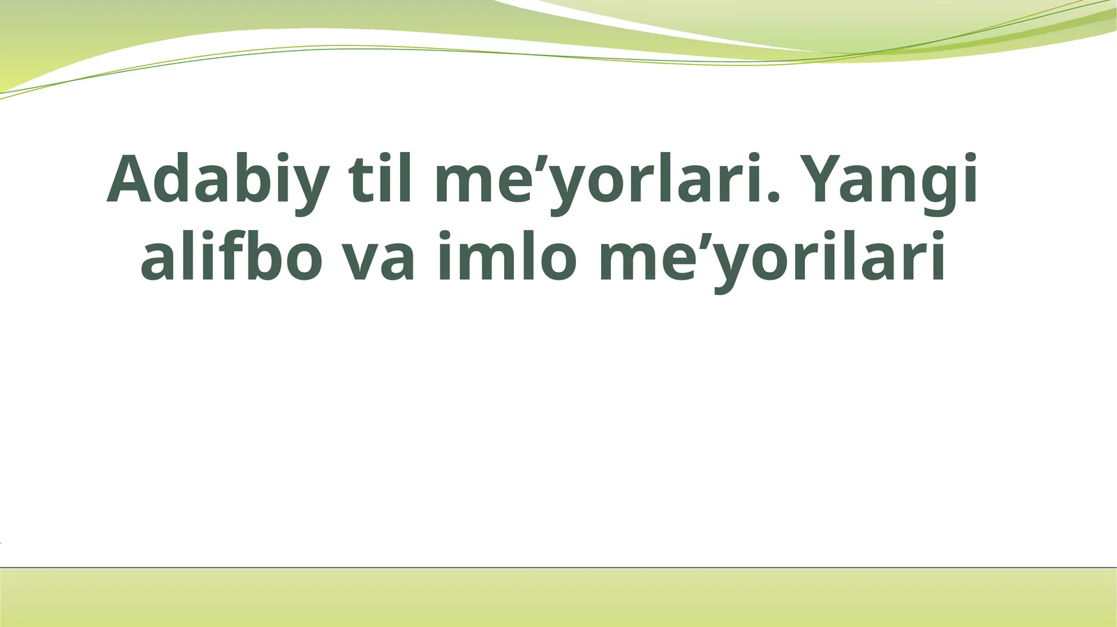 Adabiy til meʼyorlari. Yangi alifbo va imlo meʼyorilari