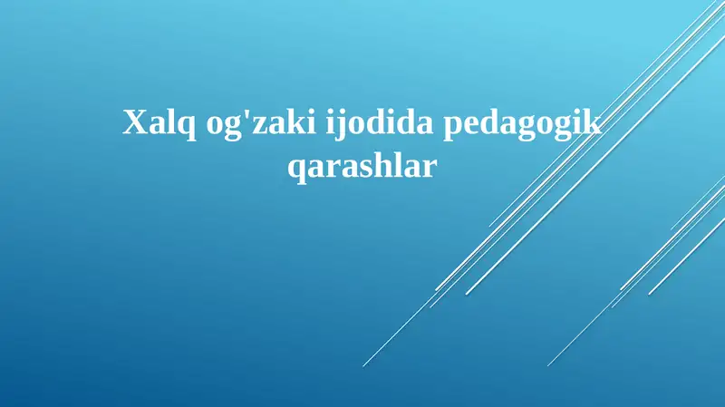 Xalq og'zaki ijodi