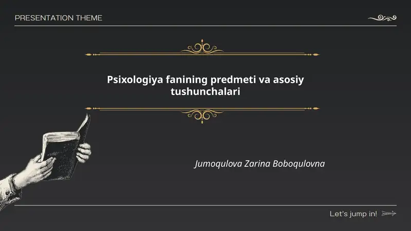 Psixologiya fanining predmeti va asosiy tushunchalari