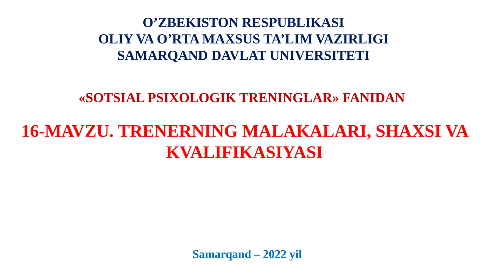 SOTSIAL PSIXOLOGIK TRENINGLAR