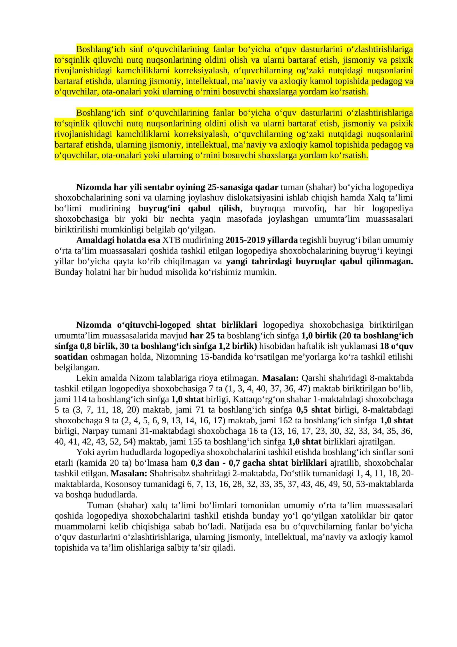 Boshlang‘ich sinf o‘quvchilarining fanlar bo‘yicha o‘quv dasturlarini o‘zlashtirishlariga to‘sqinlik qiluvchi nutq nuqsonlarining oldini olish va ularni bartaraf etish