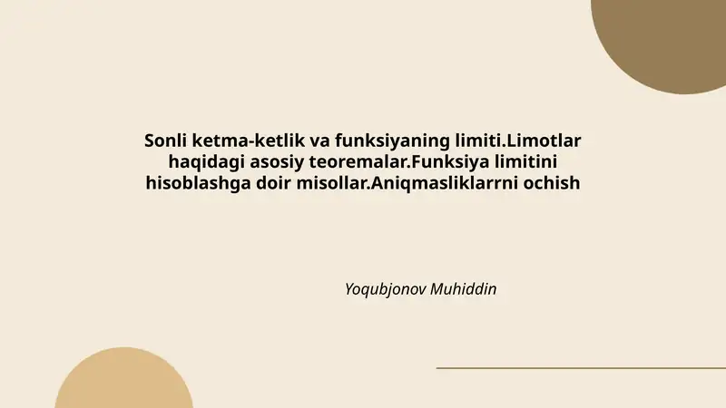 Sonli ketma-ketlik va funksiyaning limiti