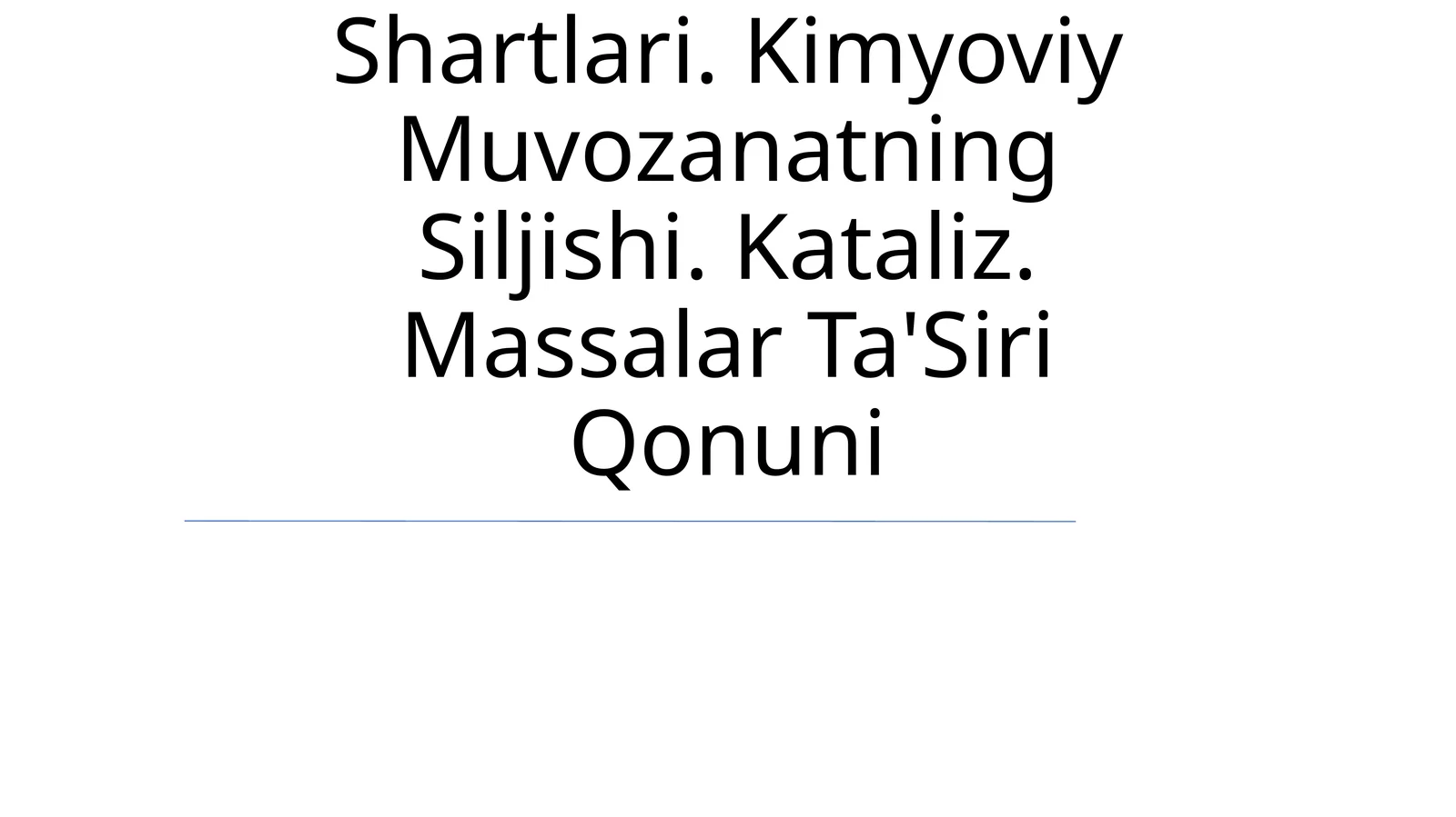 Kimyoviy Muvozanat