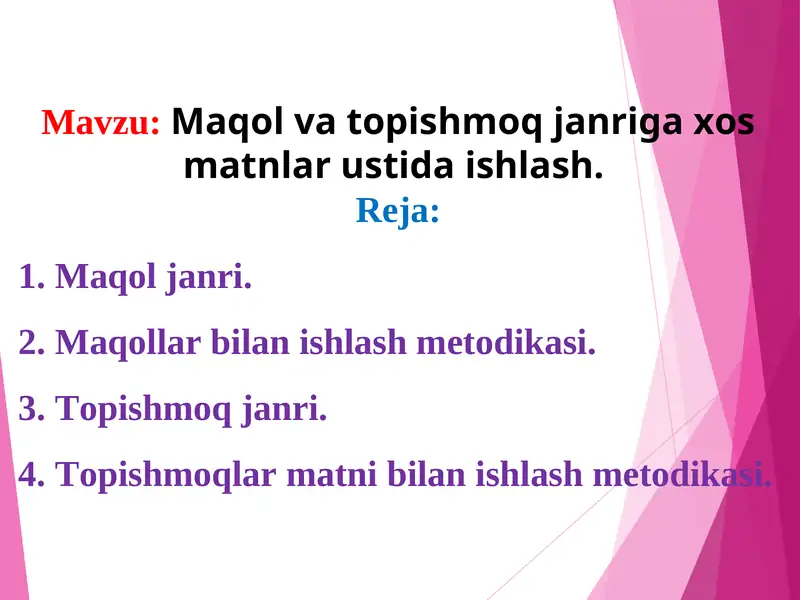 Xalq og’zaki ijodi